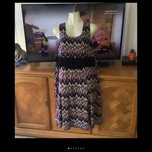 Chelsea Muse dress 14 stretchy purple green black sleeveless nice underneath